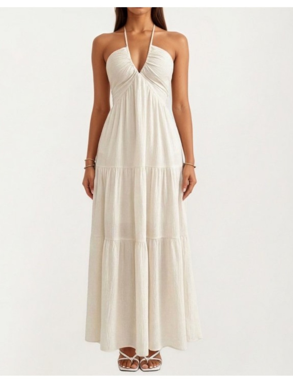 NWT Anna-Kaci Halter Neck Tiered Maxi Dress - Large